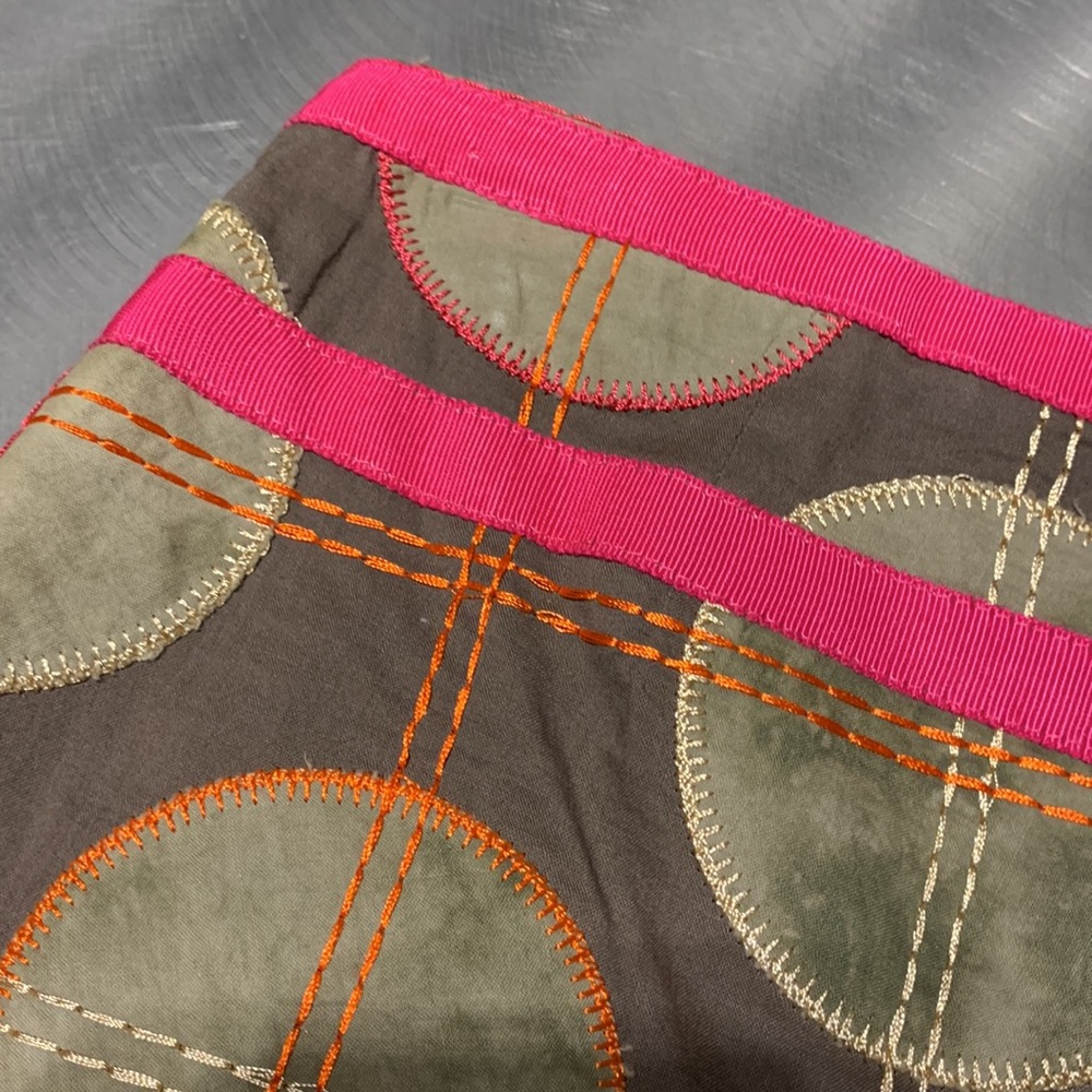 Etcetera Pink & Olive Floral Appliqué Skirt Size 4 - Picture 3 of 6